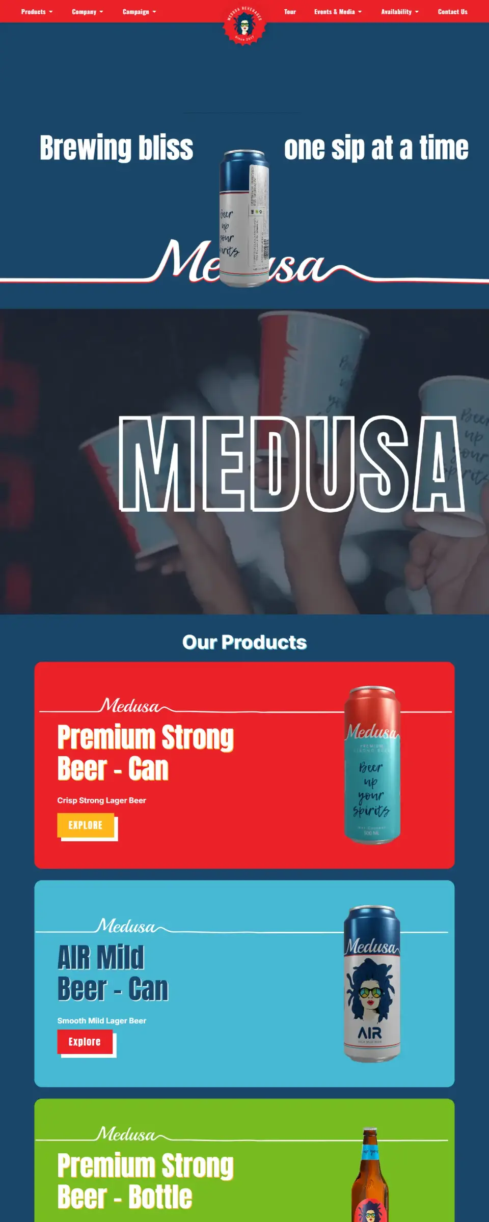 Medusa Beers website homepage designed by ViralBulls