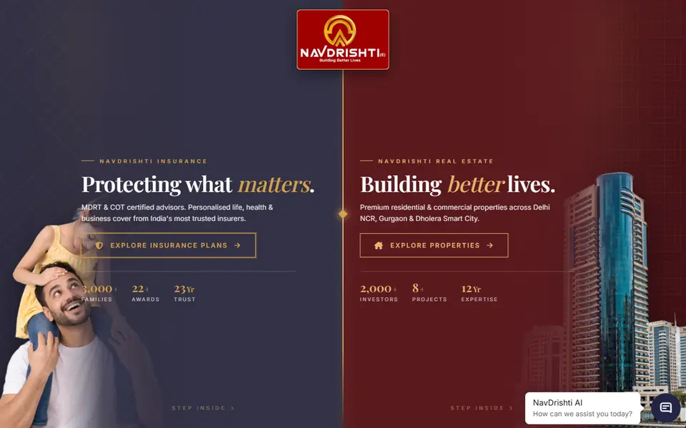 Navdrishti Group website homepage designed by ViralBulls
