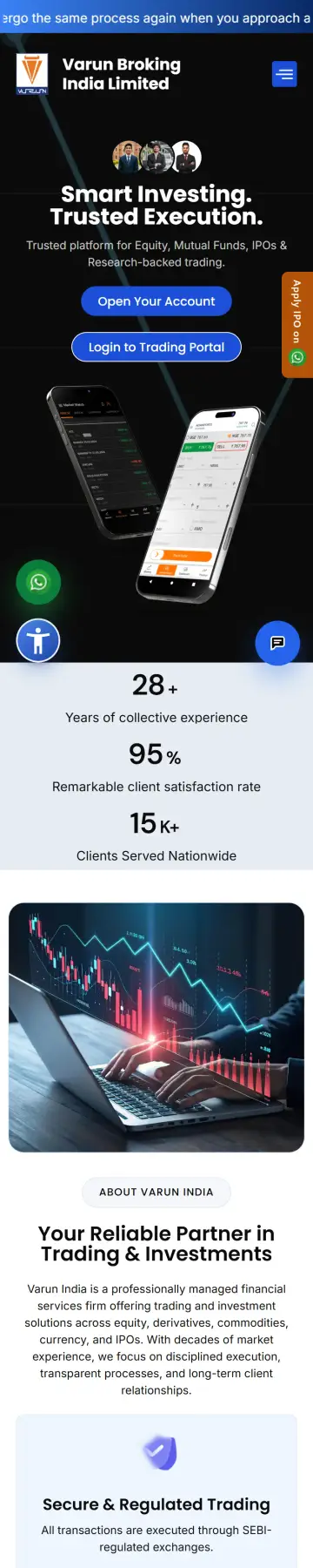 Varun India website on mobile