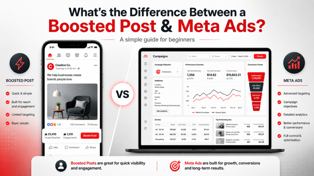 Difference Between a Boosted Post & Meta Ads