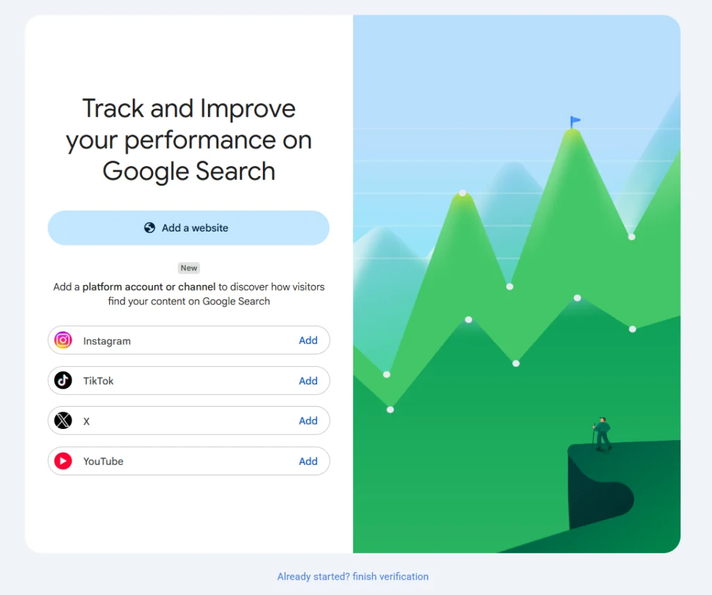 Add a Social Account in Google Search Console